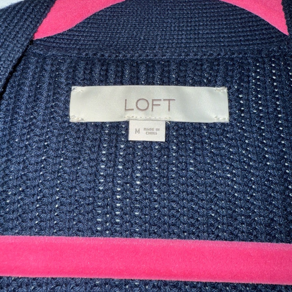 ❌Sold❌ LOFT Navy & Cream Striped Cardigan - Picture 4 of 6